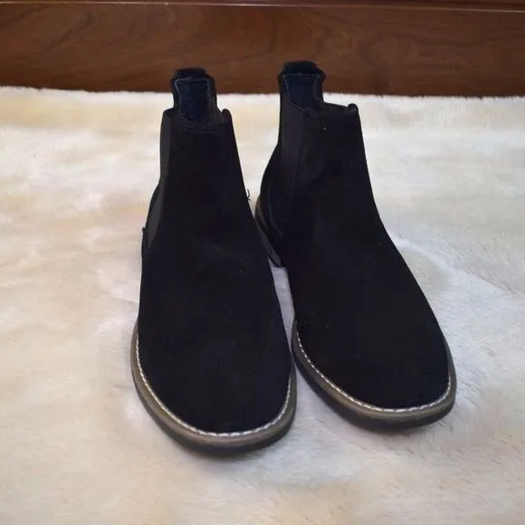 Bruno Marc Chelsea Boots Pull On Almond Toe Black Suede Shoes