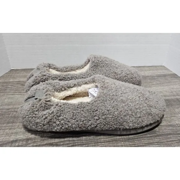 Buffeet Size 10 Women's Quartz Dove Gray Cozy Fuzzy Slippers Warm Memory Foam