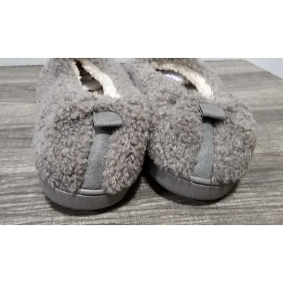 Buffeet Size 10 Women's Quartz Dove Gray Cozy Fuzzy Slippers Warm Memory Foam