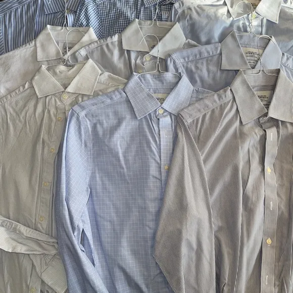 Bundle of NINE (9) Men's Blue Dress Shirts