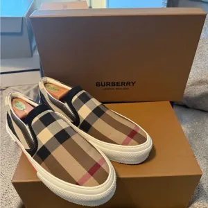 Burberry Brown and Black Slip-On Shoes