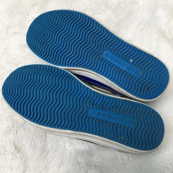 Burberry Kids Blue Patent Leather Lace Up Topsiders Shoes Size 32