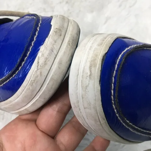 Burberry Kids Blue Patent Leather Lace Up Topsiders Shoes Size 32