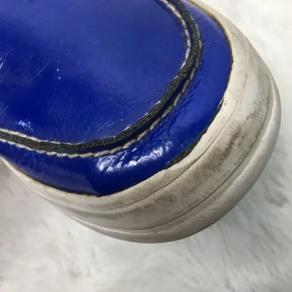 Burberry Kids Blue Patent Leather Lace Up Topsiders Shoes Size 32