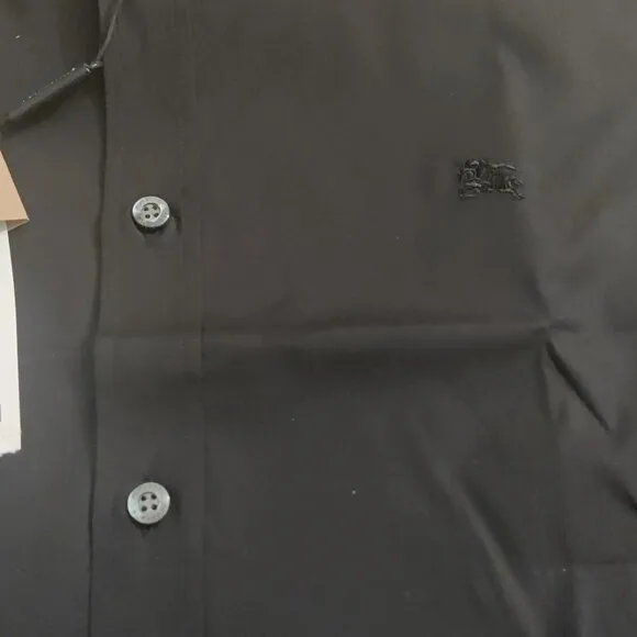 Burberry Men's Henry Check Trim Slim Fit Dress Shirt - Black