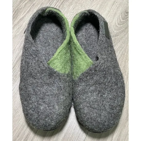 Bure Bure Handmade Felted Wool ENVELOPE Slippers for Women Felted Gray Green 8