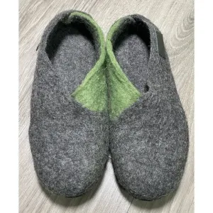 Bure Bure Handmade Felted Wool ENVELOPE Slippers for Women Felted Gray Green 8