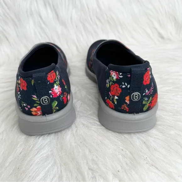 Bzees Gracie Washable Slip-ons Navy Floral Fabric Size 8.5M