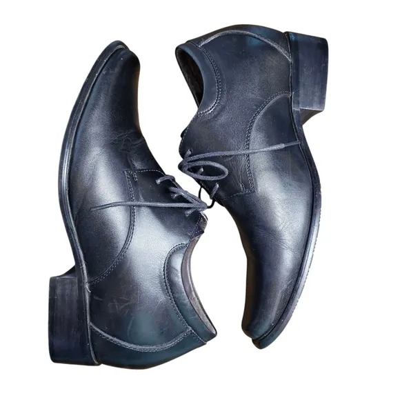 Calden K5655 Rising Elevator Oxford Shoes, Black, Leather Upper Mens Size 7.5