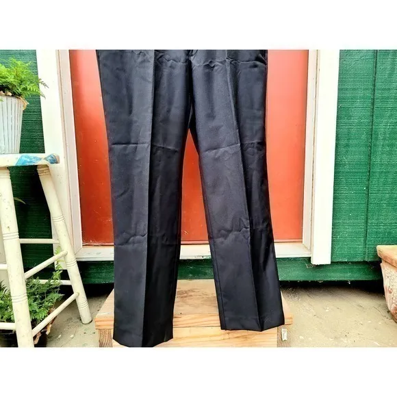 Calvin Klein Black Stripe‎ Slim Fit Hipped Seam Pockets, Men's Wool Dress Pants