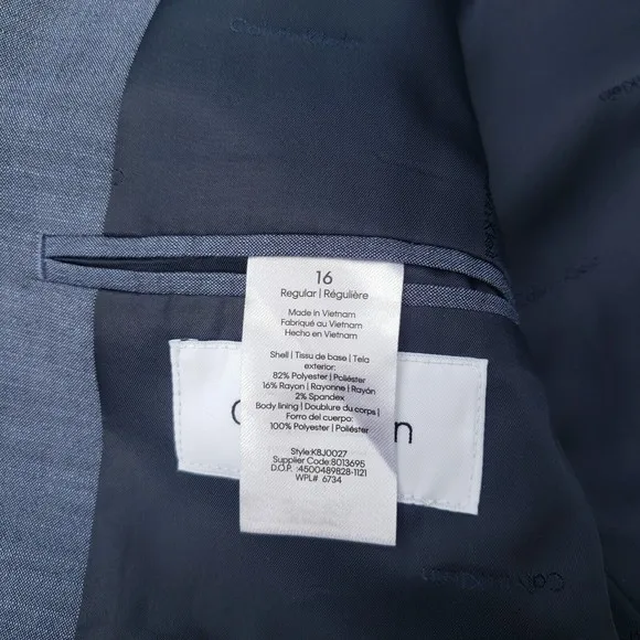 Calvin Klein Gray Blazer Youth Boy's Size 16R Slim Fit Stretch Dress Shirt NEW