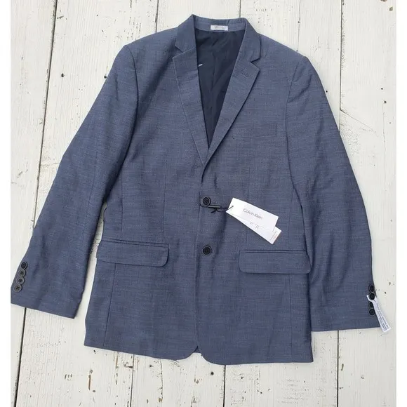 Calvin Klein Gray Blazer Youth Boy's Size 16R Slim Fit Stretch Dress Shirt NEW