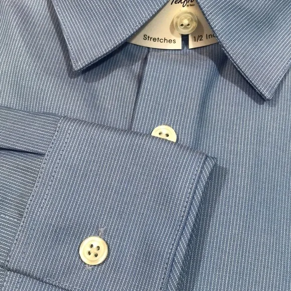 Calvin Klein Infinite Non-Iron Slim Fit Stretch Color Blue Stripe Shirt &amp; Tie