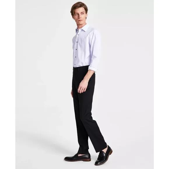 Calvin Klein Men's Black Slim-Fit Modern Tailored Suit Dress Pants Size 31W 30L
