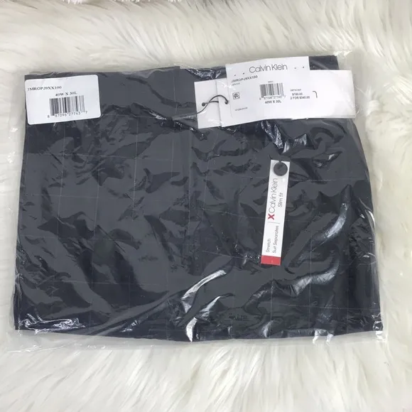 Calvin Klein Mens Dress Pants Blue Size 40w X30L  Slim Fit Wool Stretch $190