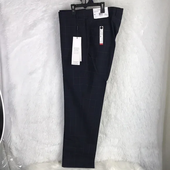 Calvin Klein Mens Dress Pants Blue Size 40w X30L  Slim Fit Wool Stretch $190