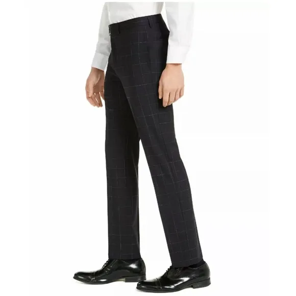 Calvin Klein Mens Dress Pants Blue Size 40w X30L  Slim Fit Wool Stretch $190