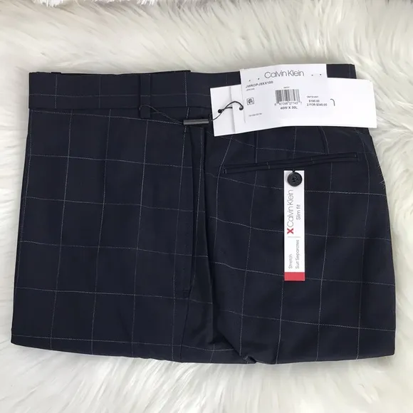 Calvin Klein Mens Dress Pants Blue Size 40w X30L  Slim Fit Wool Stretch $190