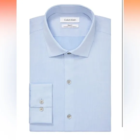 Calvin Klein Men's Dress Shirt‎ Xtreme Slim Fit Non Iron Herringbone