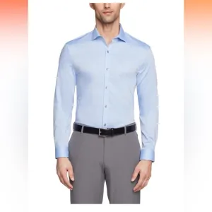 Calvin Klein Men's Dress Shirt‎ Xtreme Slim Fit Non Iron Herringbone