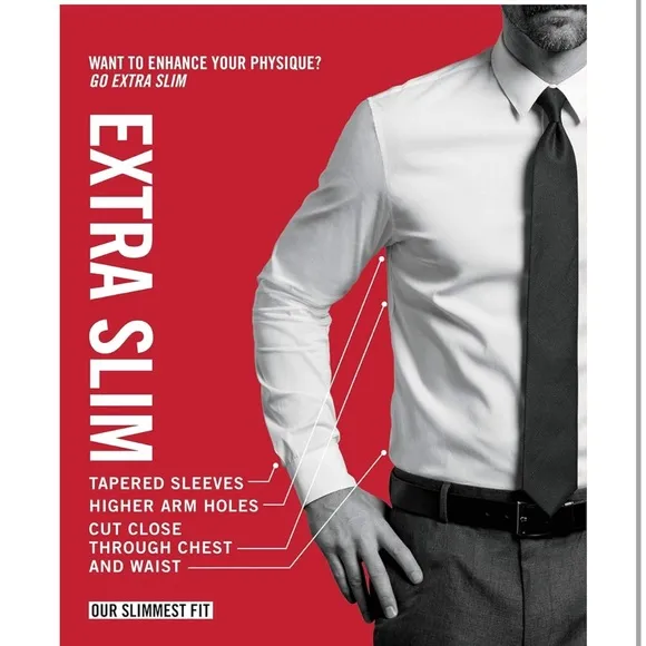 Calvin Klein Men's Dress Shirt‎ Xtreme Slim Fit Non Iron Herringbone
