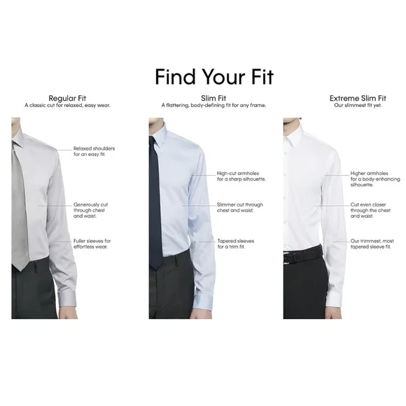 Calvin Klein Men's Dress Shirt‎ Xtreme Slim Fit Non Iron Herringbone