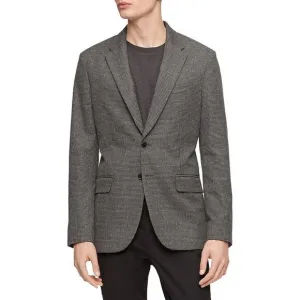 Calvin Klein Men's Slim Fit Heathered Check Blazer Gray Size M