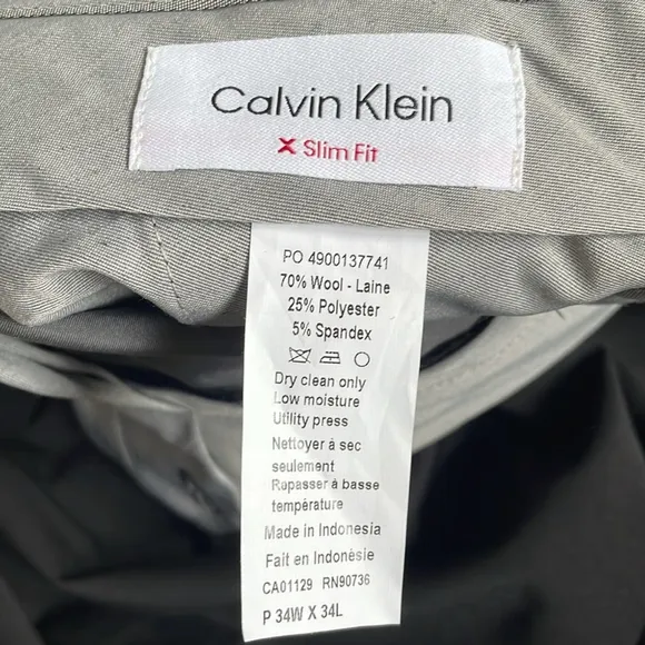Calvin Klein Men's Slim Fit Wool Dress Suit Pants in Black - 34W x 34L - NWOT