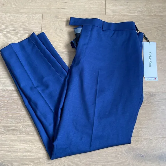 Calvin Klein Men’s Wool Slim Fit Stretch Blue Dress Suit Pants 40Wx30L - NWT
