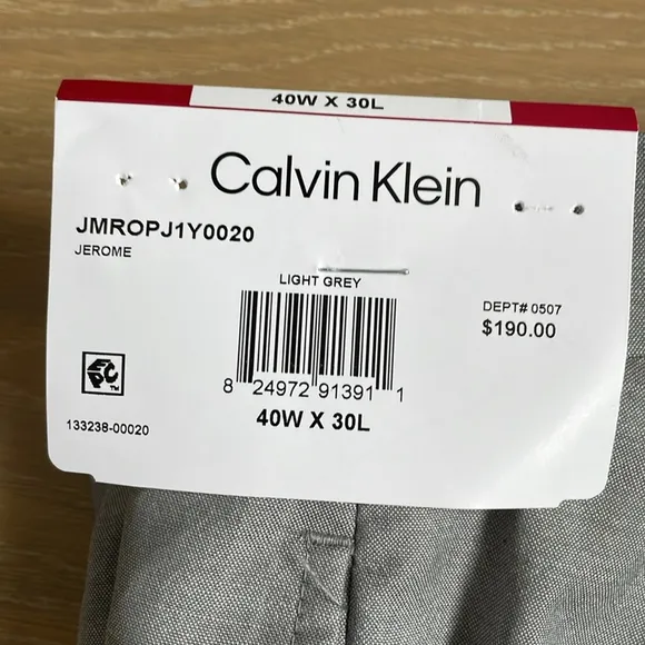 Calvin Klein Men’s Wool Stretch Slim Fit Dress Suit Pants, Light Grey, 40Wx30L
