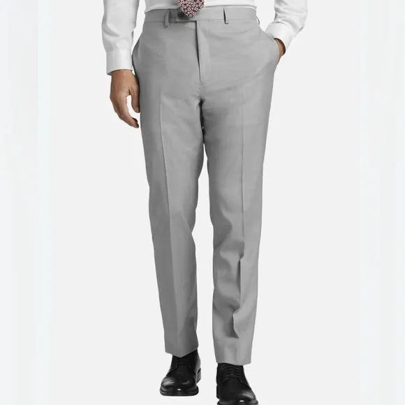 Calvin Klein Men’s Wool Stretch Slim Fit Dress Suit Pants, Light Grey, 40Wx30L