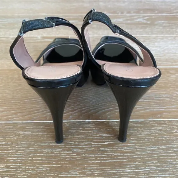 Calvin Klein Patent Leather Peep Toe Sling | 9M
