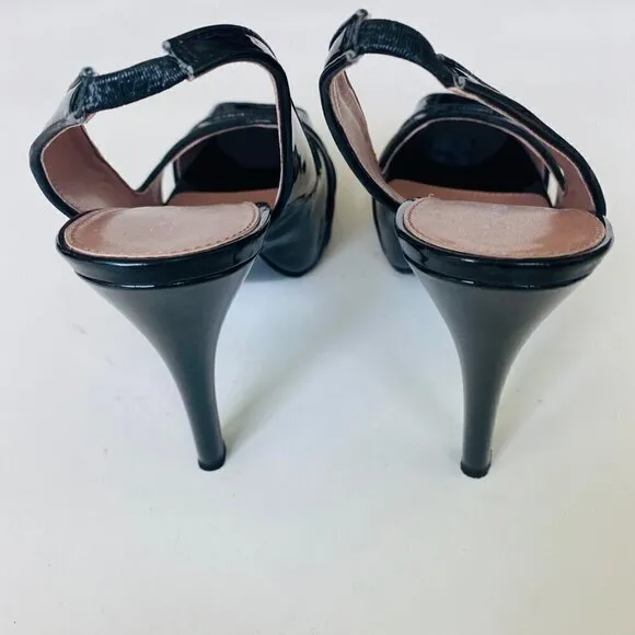Calvin Klein Patent Leather Peep Toe Sling | 9M