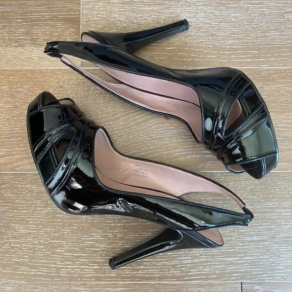 Calvin Klein Patent Leather Peep Toe Sling | 9M
