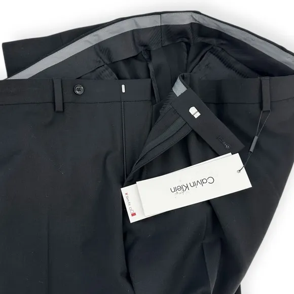 Calvin Klein Slim Fit Dress Pants Black Wool  Career Mens Size NWT 42Wx30L