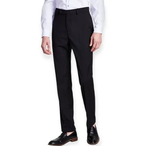 Calvin Klein Slim Fit Dress Pants Black Wool  Career Mens Size NWT 42Wx30L