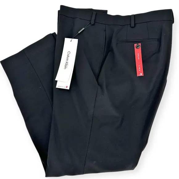 Calvin Klein Slim Fit Dress Pants Black Wool  Career Mens Size NWT 42Wx30L