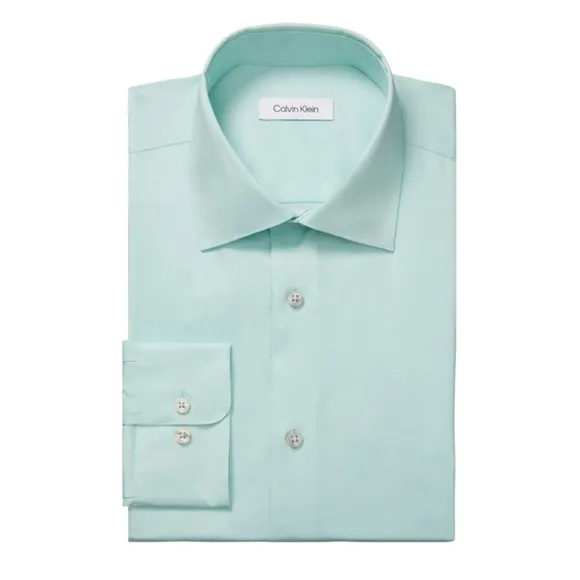 Calvin Klein Steel Slim-Fit Stain Shield Dress Shirt Green Size 17.5 (32/33) NWT