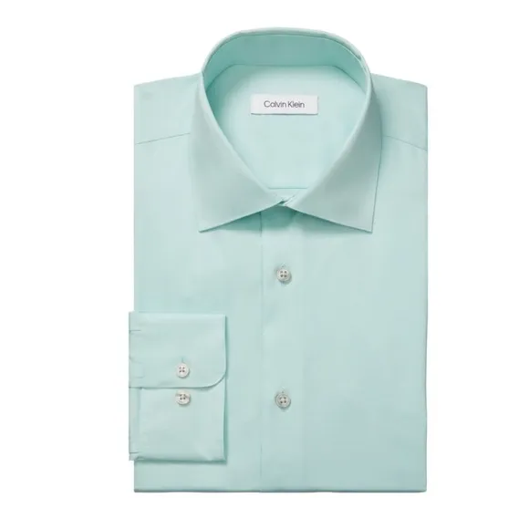 Calvin Klein Steel Slim-Fit Stain Shield Dress Shirt Green Size 17.5 (32/33) NWT