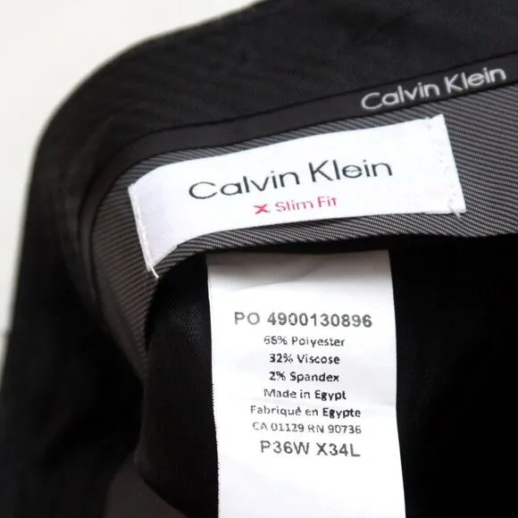 Calvin Klein Men's Slim Fit Jerome Dress Pants Charcoal Charcoal 36W X 34L