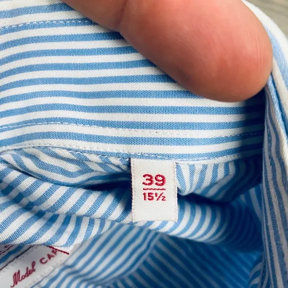 Camicissima Blue &amp; White Stripe Slim Shirt 15.5