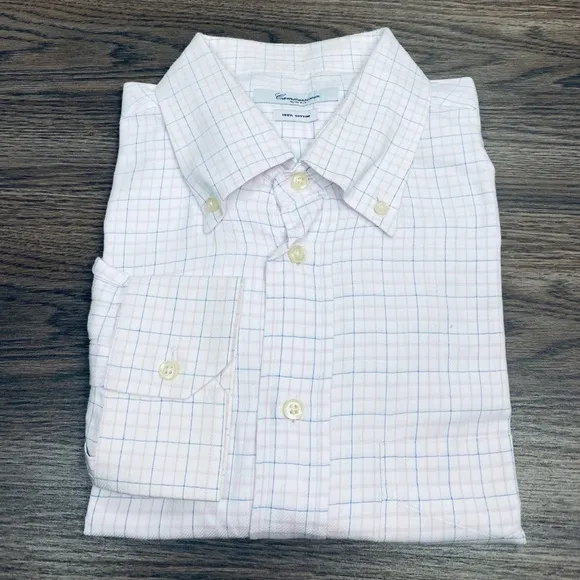 Camicissima White &amp; Pink Plaid Shirt 17.5 34/35