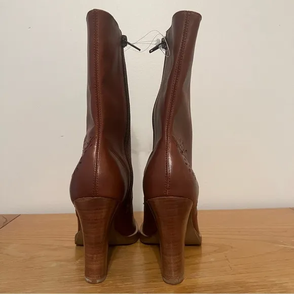 {Candie’s} Vintage Y2K Leather Mid-Calf Heeled Leather Boots