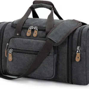 Canvas Duffle Bag for Travel 50L Expandable Duffel Weekend Overnight Bag men Dar