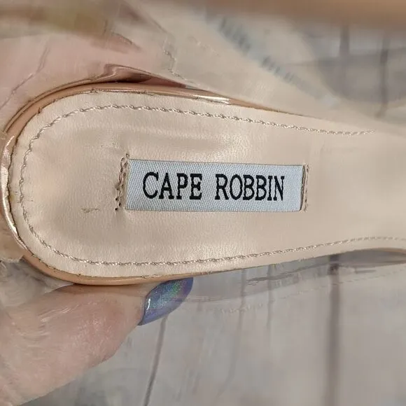 Cape Robbin Benny-1 Open Toe Block Chunky Clear Perspex Heel Ankle Boot Booties