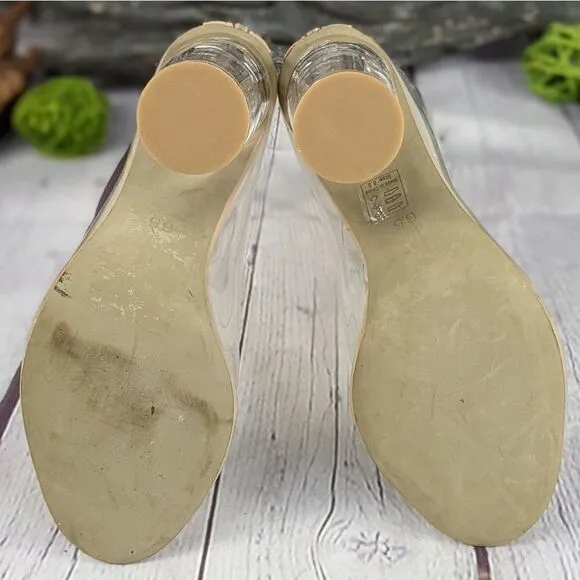 Cape Robbin Benny-1 Open Toe Block Chunky Clear Perspex Heel Ankle Boot Booties