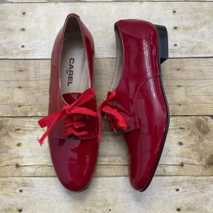 CAREL PARIS Red patent leather tie lace up Oxford shoes