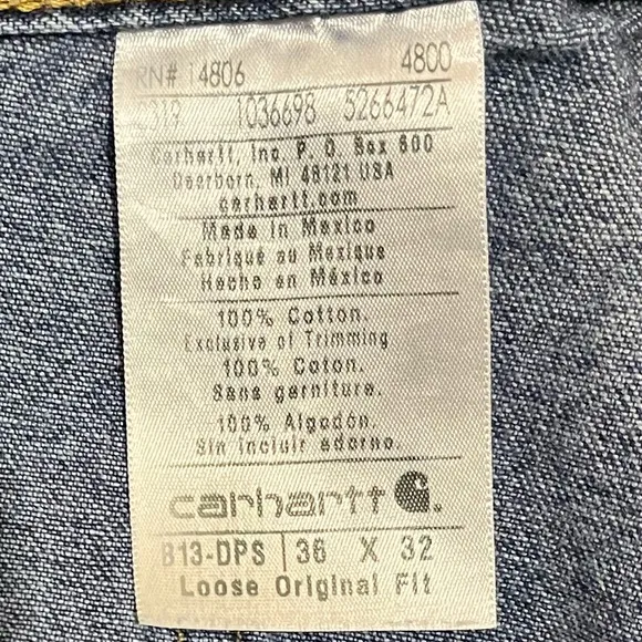 Carhartt Loose Original Fit Carpenter Jeans Medium Wash Size 36 x 32