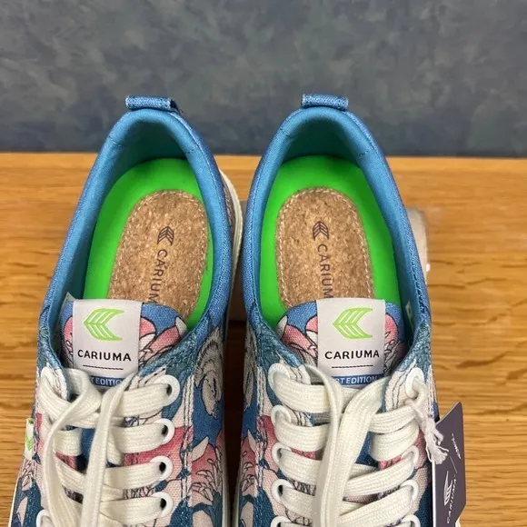 Cariuma   HOKUSAI MFA Boston OCA Low Sneakers Peonies   Canary Print Sz 9M/10.5W