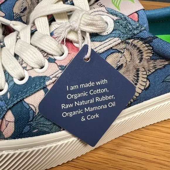Cariuma   HOKUSAI MFA Boston OCA Low Sneakers Peonies   Canary Print Sz 9M/10.5W